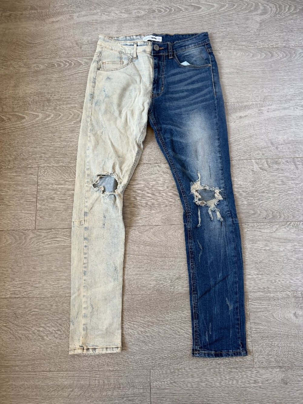 Fashion Nova Men Two-Tone Distressed Jeans Size 30